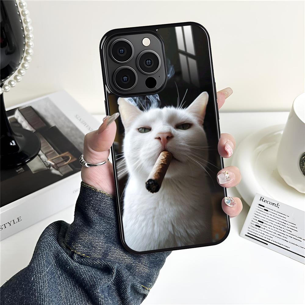 Pet Cat Funny Memes Phone Case For iPhone 16 15 14 13 12 11 Pro Xs Max Mini Plus Antislip Shockproof Hard Funda