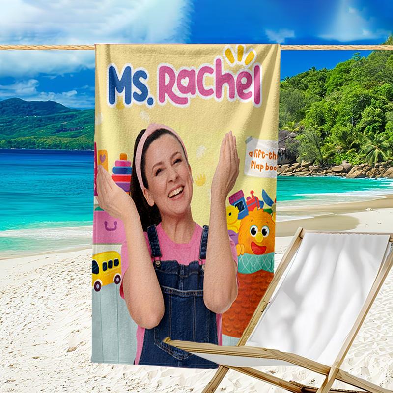 1pc Ms Rachel3 Beach Towel, Beach and Seaside Swimming Pool Equipment, Fashion Pattern, Rectangular, Travel Essentials