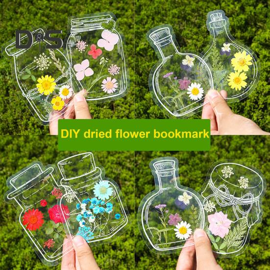 20Pcs DIY Transparent Dried Flower Bookmarks Handmade Clear Pressed Flower Bookmarks Making Kit for Women