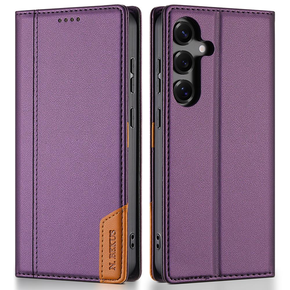 N.BEKUS P3 For Samsung Galaxy S25 Case RFID Blocking Wallet Stand PU Leather Flip Phone Cover