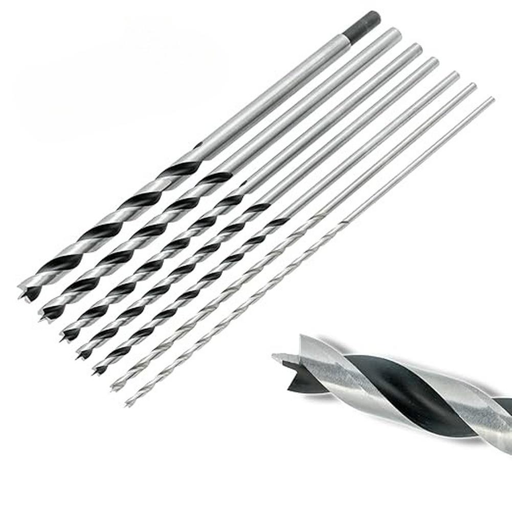 7pcs Drill Bit Long Wood Drill Bit Set 4-12mm Spiral Brad Point Bits 300mm Length For Deep Drilling Woodworking Tools Parts