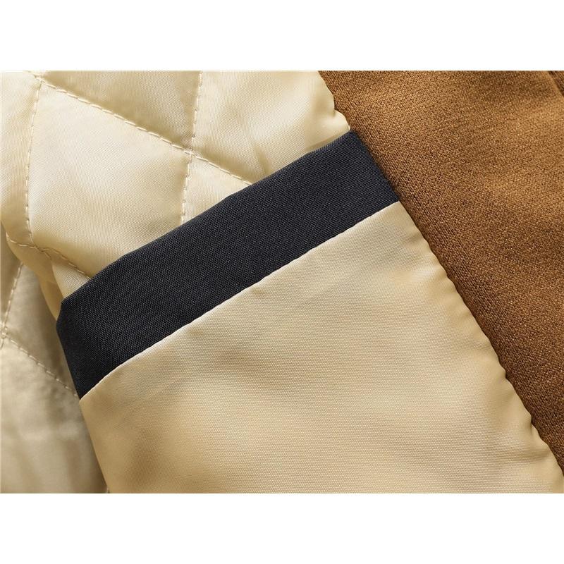 Men's Hooded Padded Bomber Jacket Plaid Trim Fake Two-Piece Winter Coat