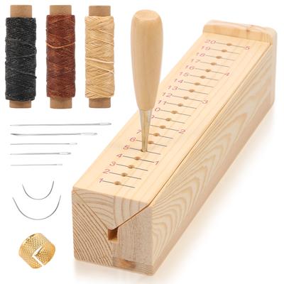 Wood Bookbinding Portable Bookbinding Punching Cradle with Awl Book Binding Tool Hand Account Binding Kit for DIY Craft Notebook