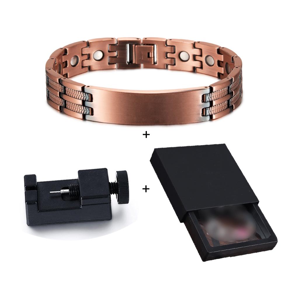 Pure Copper Bracelet Customized Name Adjustable Medical ID Bracelet Personalized Message Reminder Magnetic Bracelets for Men