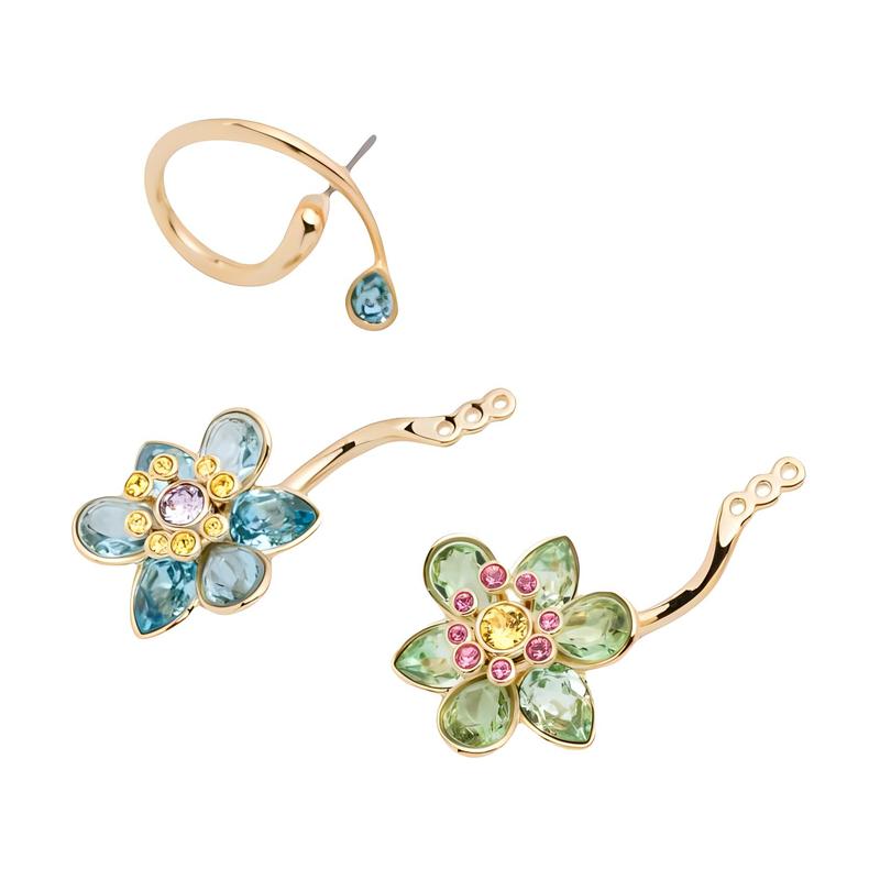 Swarovski Idyllia Logo Design Crystal Brass Gold Plated Earrings Women's Gold 5709025