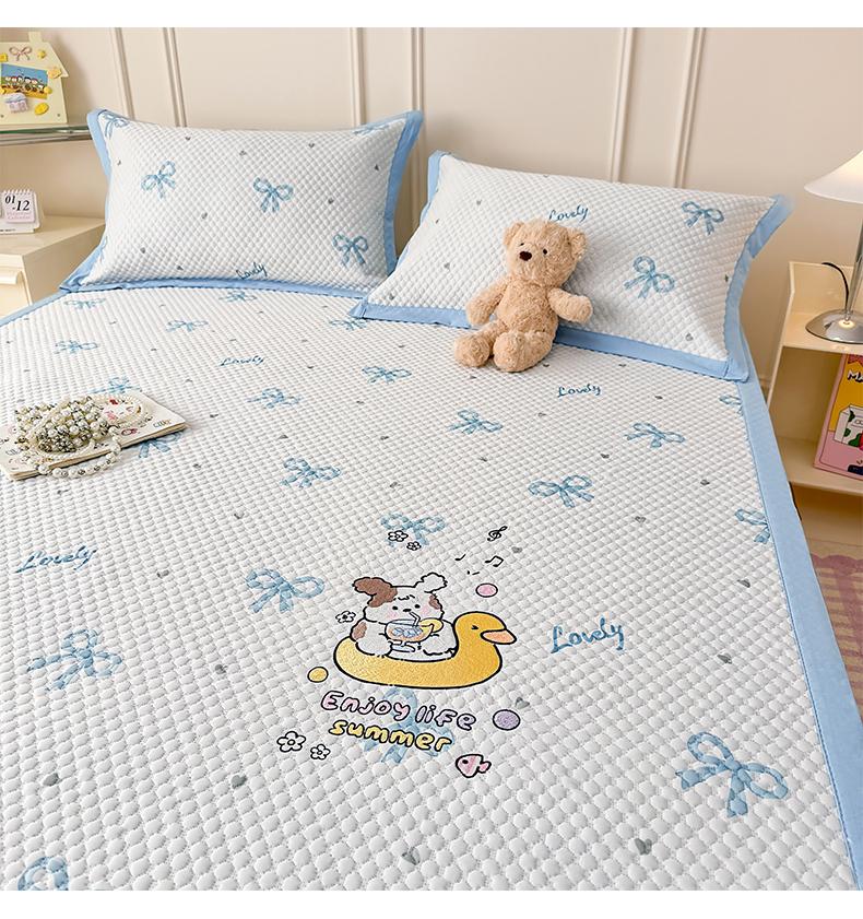 Ice Bean Cold Mat Ice Silk A-class Maternal and Child Grade Household Cooling Mat Bed Sheet Washable 3-Piece Set