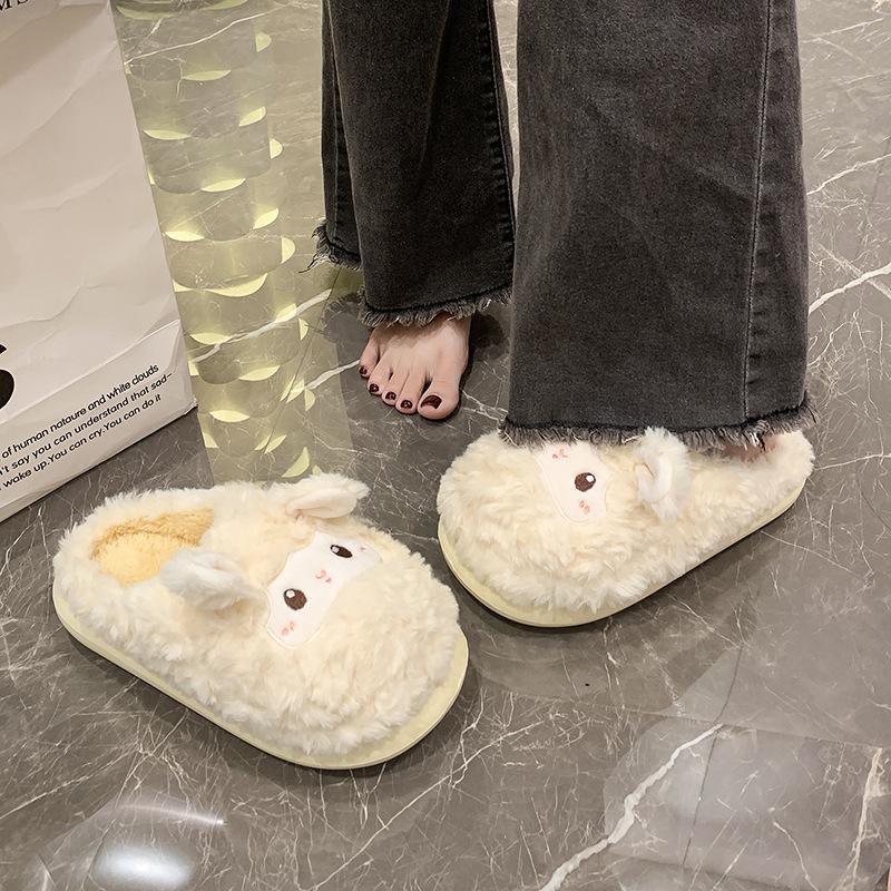 Confinement Baumwollpantoffeln Damen niedlich Lamm Herbst und Winter neu Plüsch warm Zuhause Indoor dicksohlige Pantoffeln