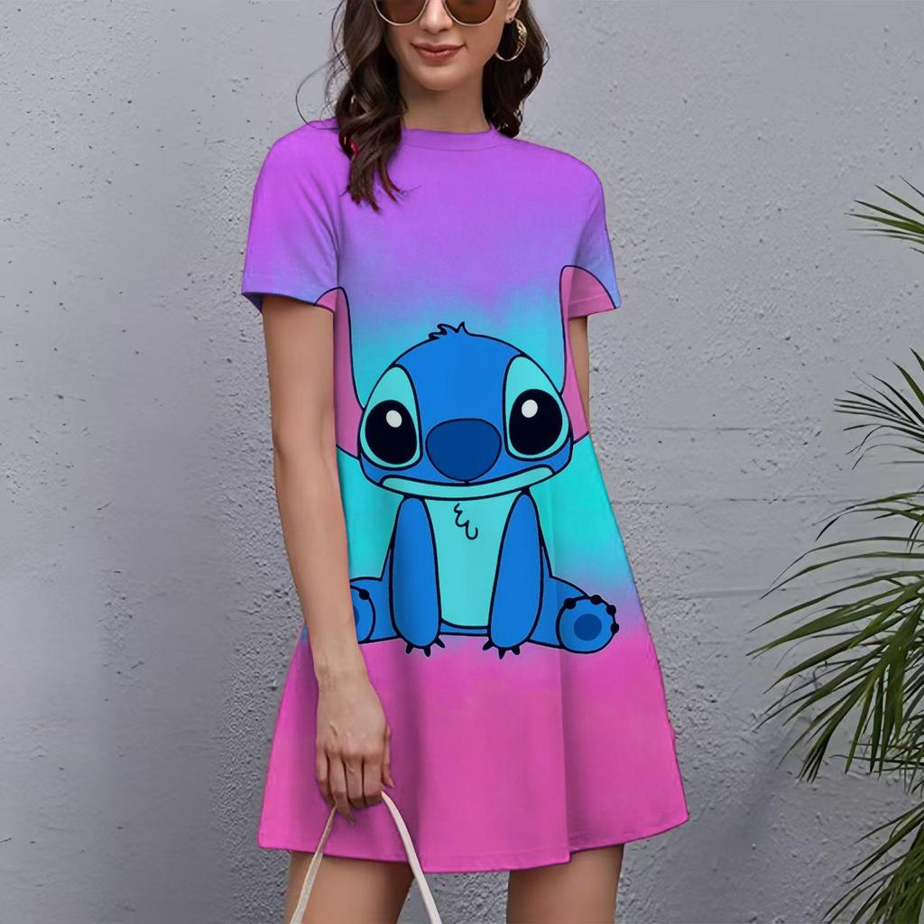Fashion Printed Loose Women's Versatile Casual Crew Neck Casual Dresses