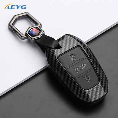 Abs Carbon Fiber Car Key Case Cover For Peugeot 308 408 508 2008 3008 4008 5008 For Citroen C4 C6 C3-Xr Keychain Accessories