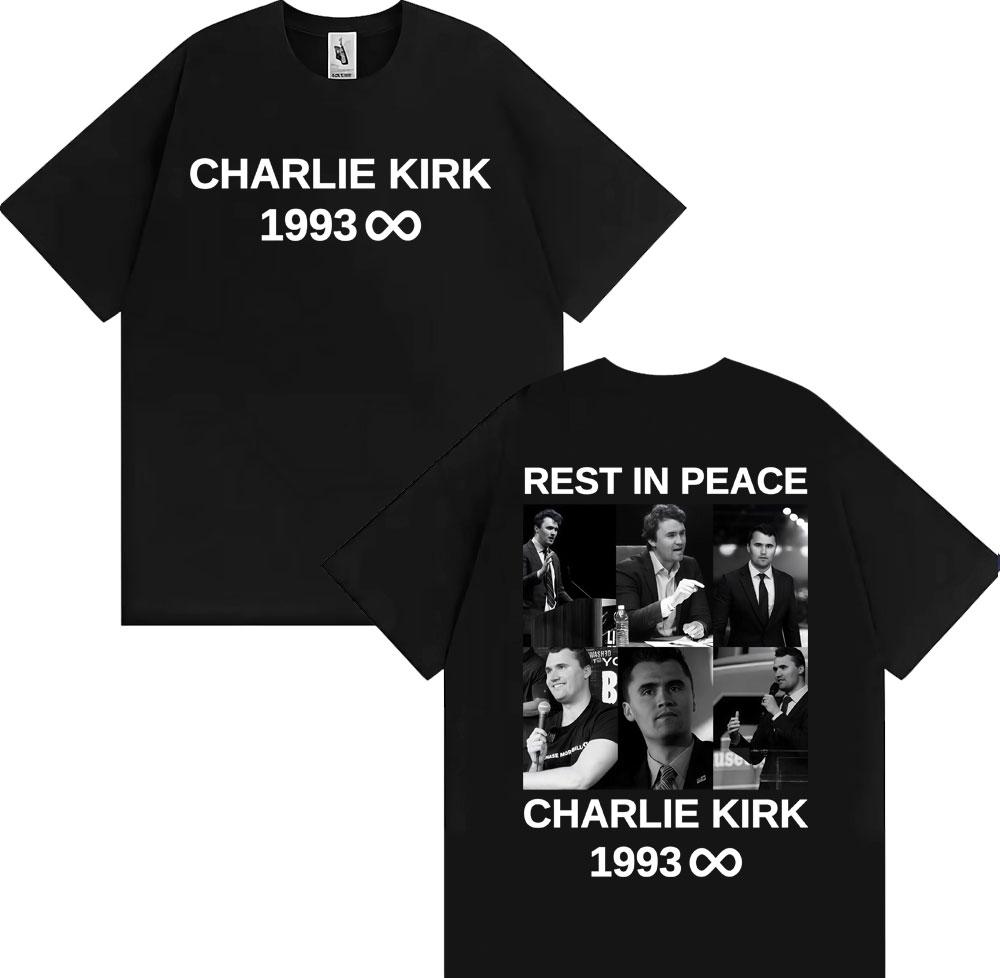 Riposa in Pace Charlie Kirk Magliette Grafiche Uomo Donna Moda Casual 100% Cotone Maglietta Harajuku Classica a Maniche Corte