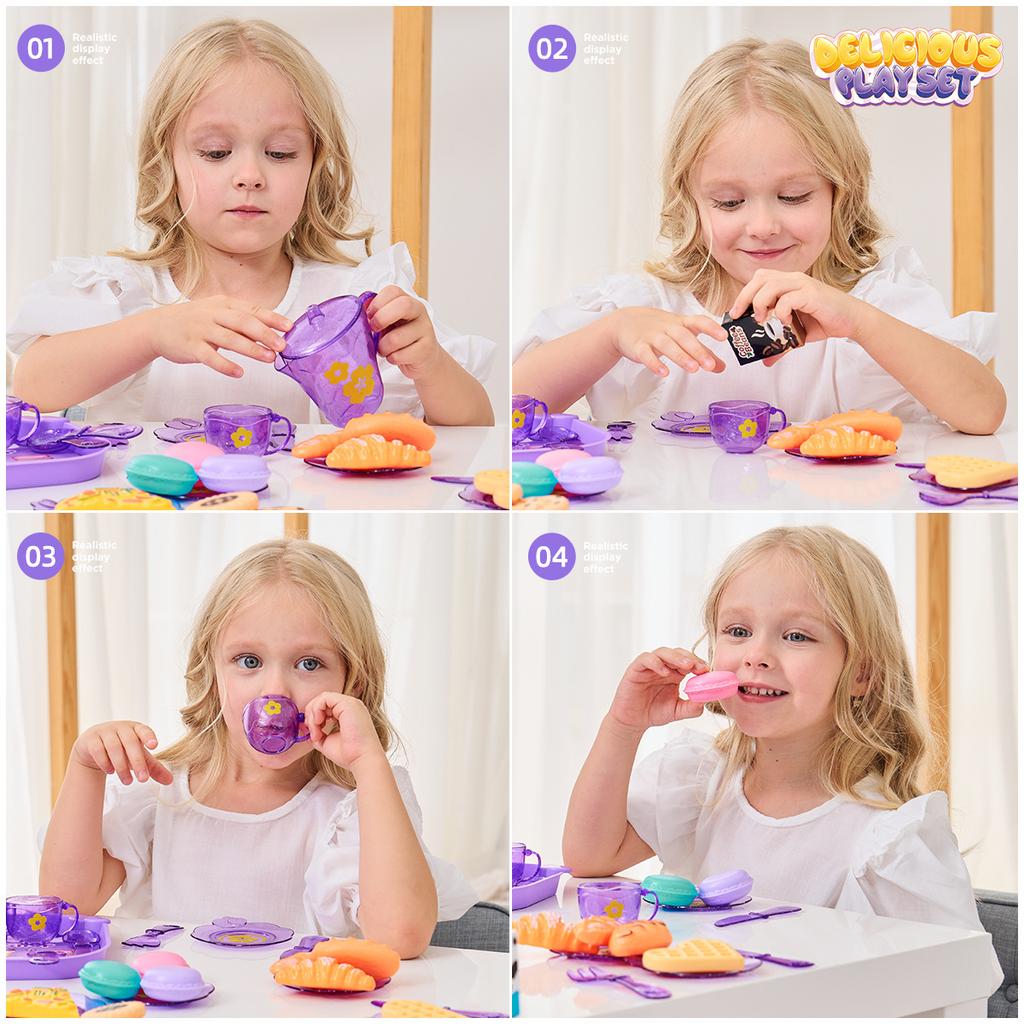 25Pcs Family Kitchen Utensils, Tea Set, Plaything For Kids Storage Box, Afternoon Tea, Desserts, Food, Children'S Set