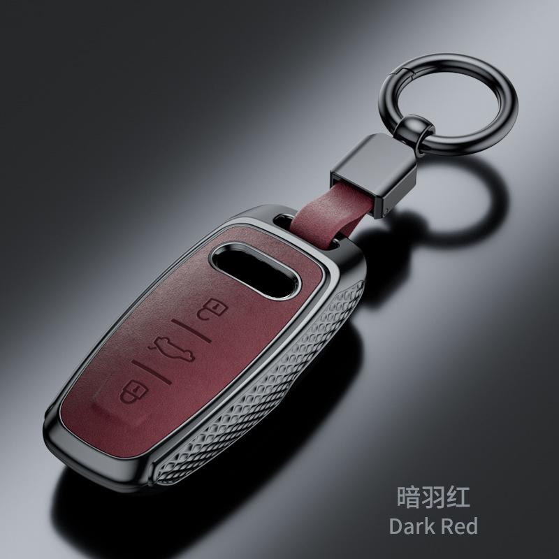 

Plastic Suede Car Key Case Remote Cover Shell Holder Chain Fob for New A3L A6L A8L Q4 E-tron A7L Q6 S6 S7 S8 Q7 Q8 SQ7 2025 темно-красного