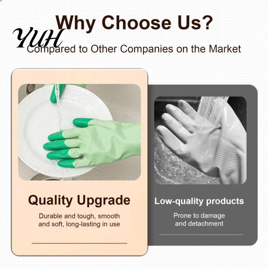 Dish Scrubbing Gloves for Home 2PCS PVC Dishwashing Gloves, Reusable Oil Resistant Cleaning Extended Flexible Waterproof Cuffs Kitchen And Household