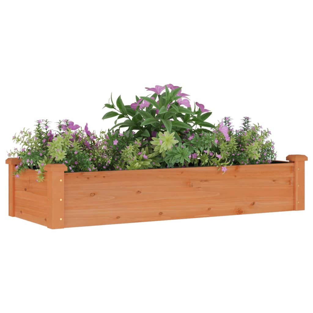 Vidaxl Raised Flower Bed with Liner, Brown, 120X45X25 Cm, Fir