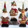 1pc Merry Christmas Decor Scalable Leg Snowman Dolls Figurines Christmas Gift For Kids Plush Elk Santa Doll Model Table Ornament