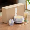 4Pcs/Set Bamboo Ceramic Japanese Matcha Blender Set with Matcha Brush Teaspoon Matcha Bowl