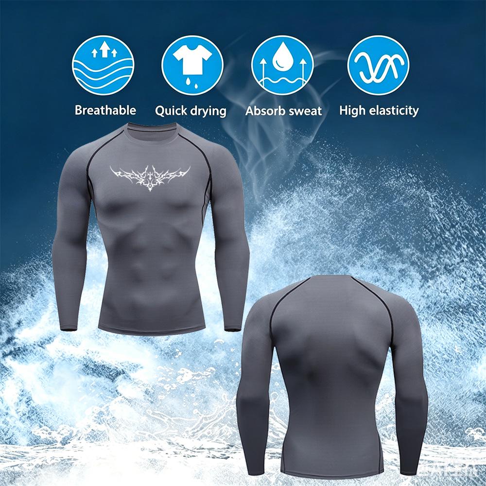 Y2K Men's Quick-Dry Compression Sports T-Shirt - Short & Long Sleeve, Breathable, High Elasticity