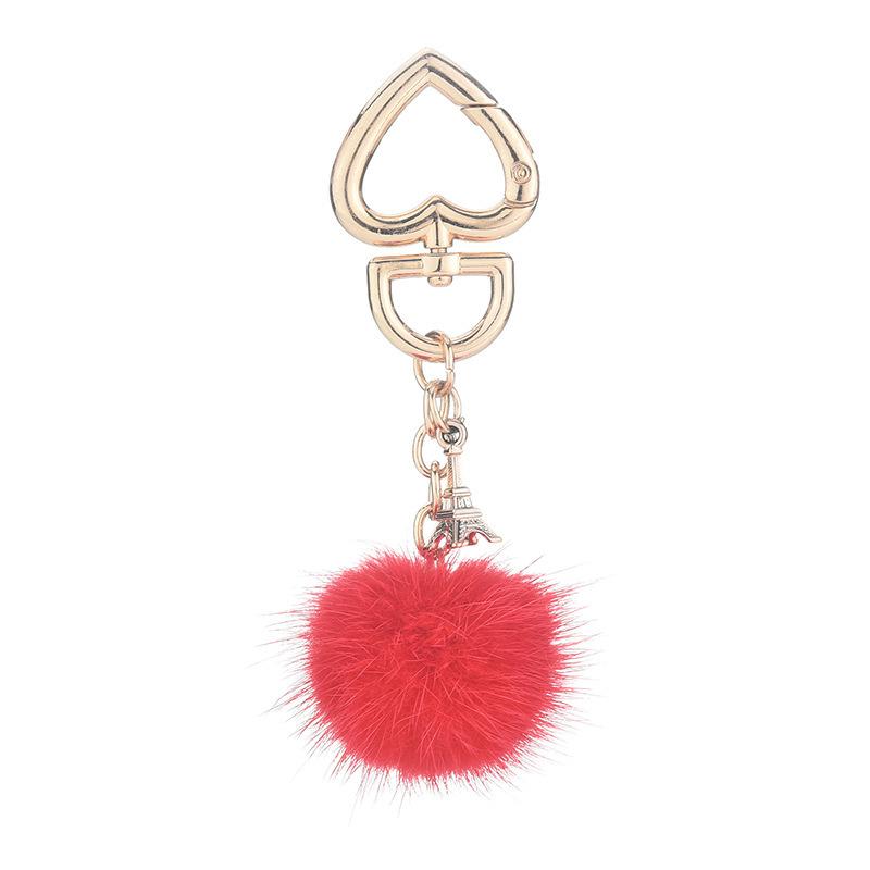 Mink Fur Love Keychain Elegant Fur Small Pendant Fur Ball Alloy Love Keychain