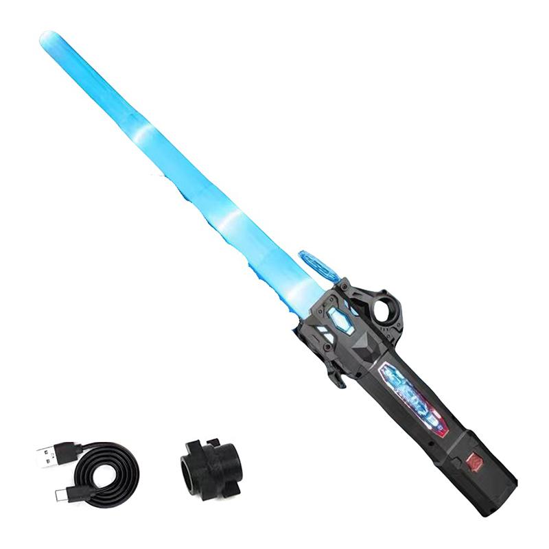 1 Set Children Colorful Glowing Sword Toys 2-In-1 Rotating Decompression Props Telescopic Music Laser Sword Kids Adult Toy
