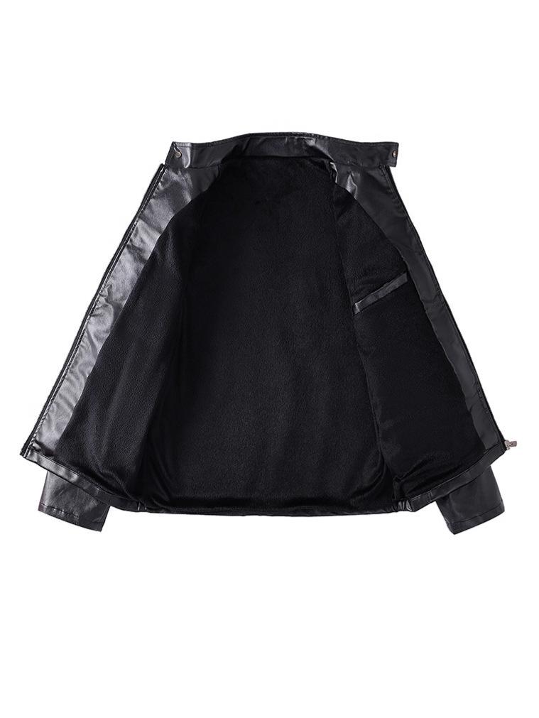 Motocyklová bunda z PU kože s fleecovou podšívkou a americkou výšivkou