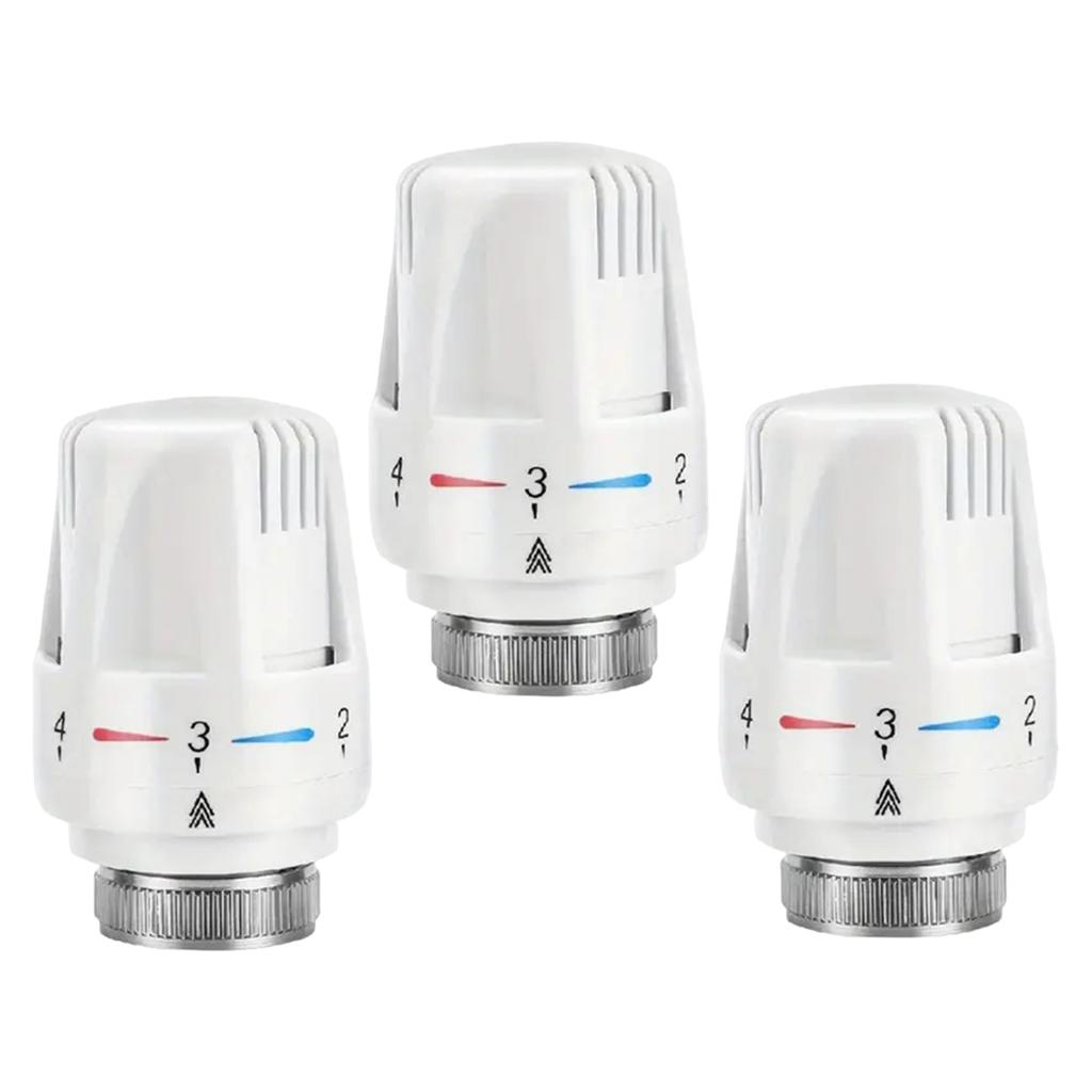 3pcs Frost-Proof Radiator Thermostat Heads Adjustable 5-Level Temperature Control Valve Replacement for Heating Systems