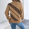 Women's Casual Striped Round Neck  Long Sleeve Pullover Sweater