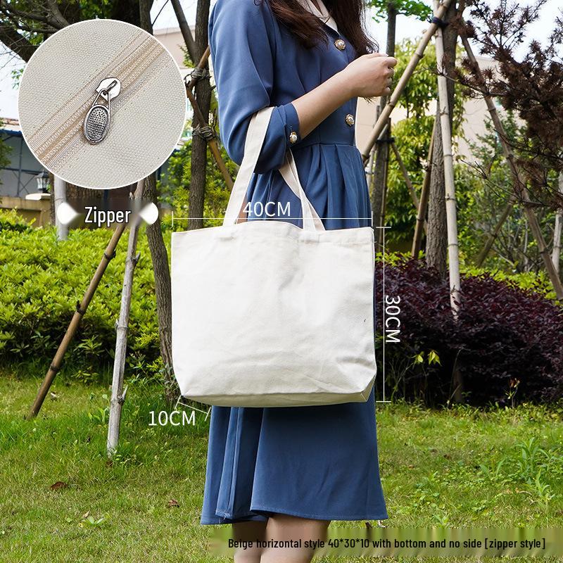 Customizable White Canvas Tote Bag with High-End Feel