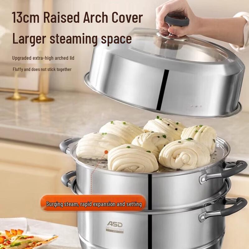 Aishida 304 Stainless Steel 3-Tier Steamer Pot