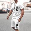 2025  New Men's Summer Leisure Sports Running Set Oversized Men's Refreshing Top Y2K Style Printed 3D Poker Pattern Fashion Set