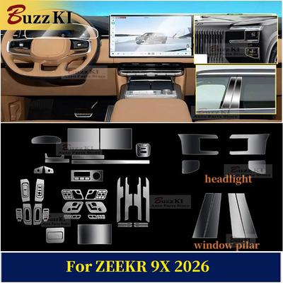 For ZEEKR 9X 2026 TPU Navigation Dashboard Gear Center Console Pre Cut Car Interior Repair Protective Film Anti-scratch Sticker