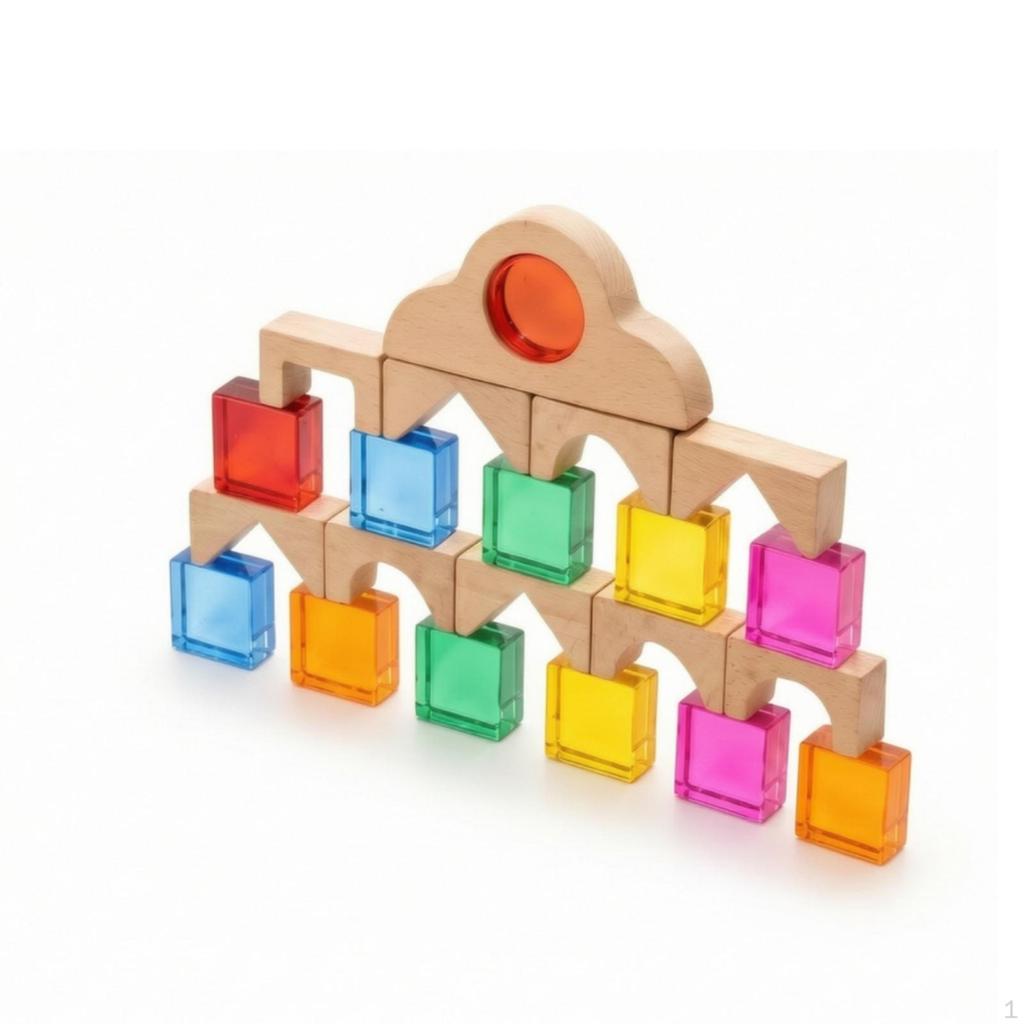Wooden Blocks with Acrylic Child-Centered Toy Set Color Recognition