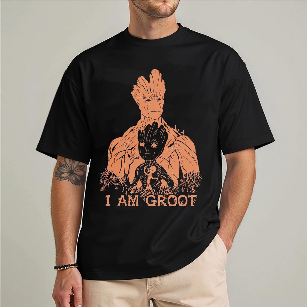 Guardians of The Galaxy I Am Groot TShirt Men Cotton Summer Tee Shirt Three Generations Groot Graphic Print Tshirts Top Unisex