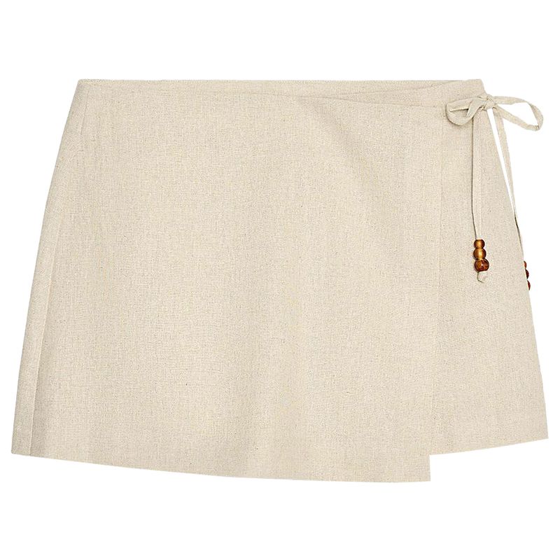Zaprha 2025 Summer New Fashion Beaded Lace-up Casual High Waist Thin Culottes Shorts 3390998