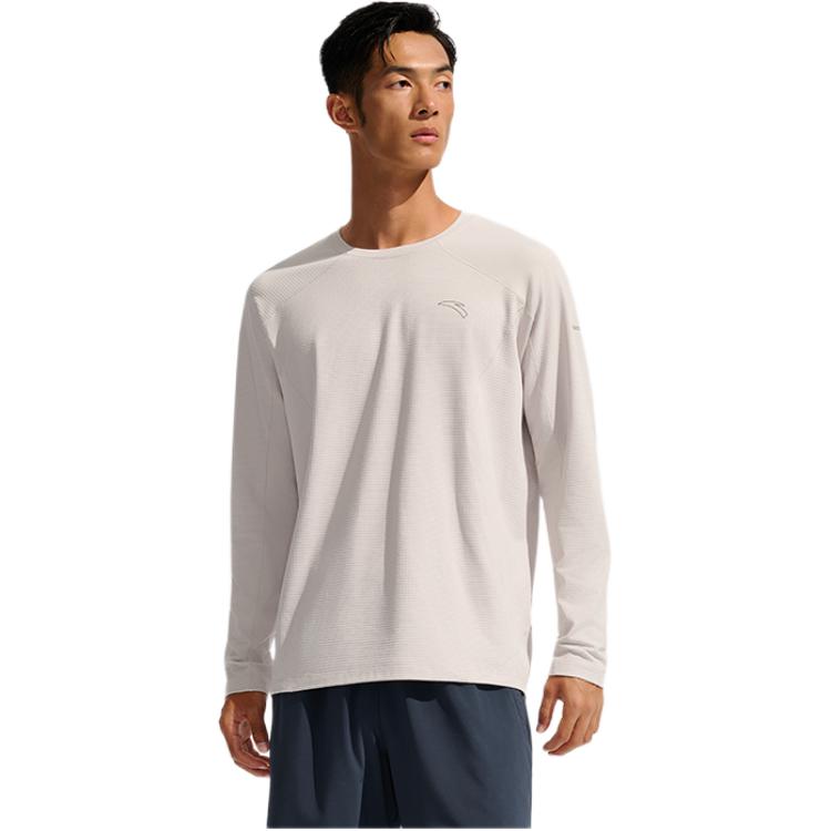 

Anta Однотонная футболка с круглым вырезом, простая, универсальная, с длинным рукавом, мужские топы 952545401-1 S