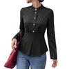 High-end Lady's Shirt - New Autumn Early Season Style with Striped Waistline and Patchwork Design for Business Casual Long-sleeved Shirt