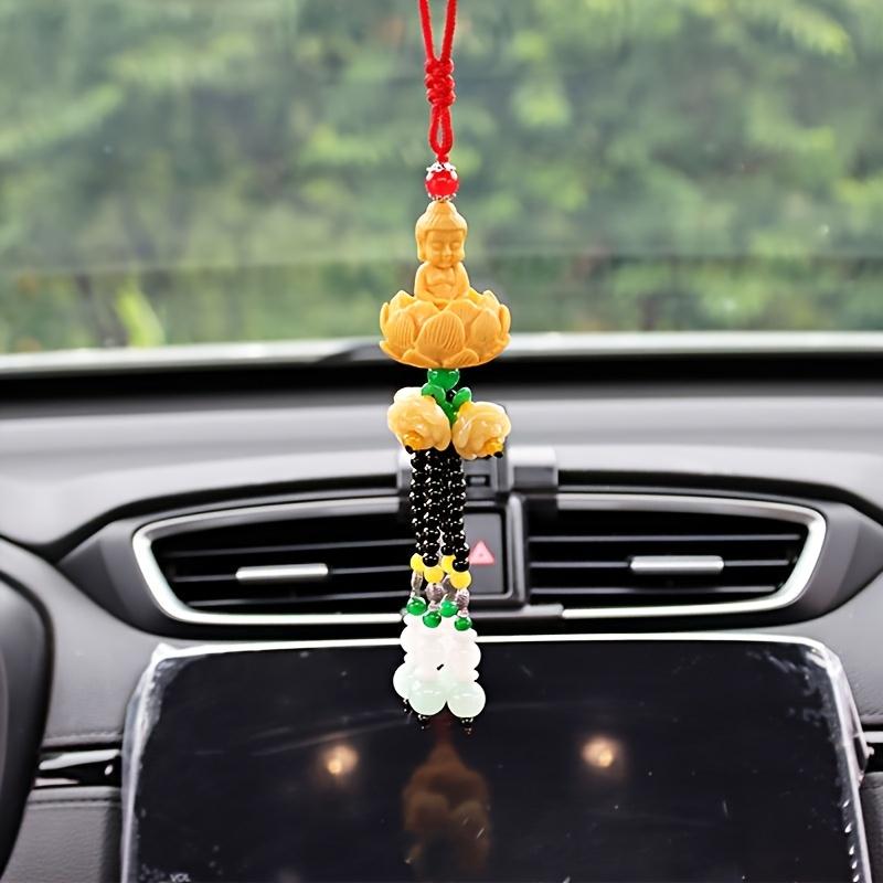 Car Hanging Ornament Lotus Avalokiteshvara Buddha for Safety Interior Dangle Decoration Peaceful Automobile Accessory