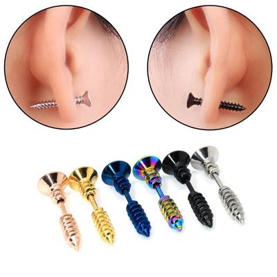 2 pezzi 316L acciaio inossidabile chiodo vite orecchini a perno per donne e uomini moda punk cartilagine orecchio piercing gioielli