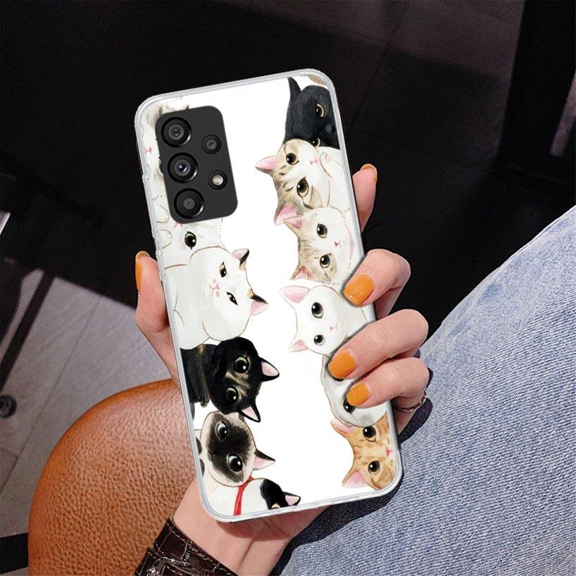 Cat Cute Kitten Cartoon Phnoe Case for Samsung Galaxy A17 A37 A57 A16 A26 A36 A56 A15 A14 A13 A55 A54 A53 A35 A34 A33 A25 A24 A2