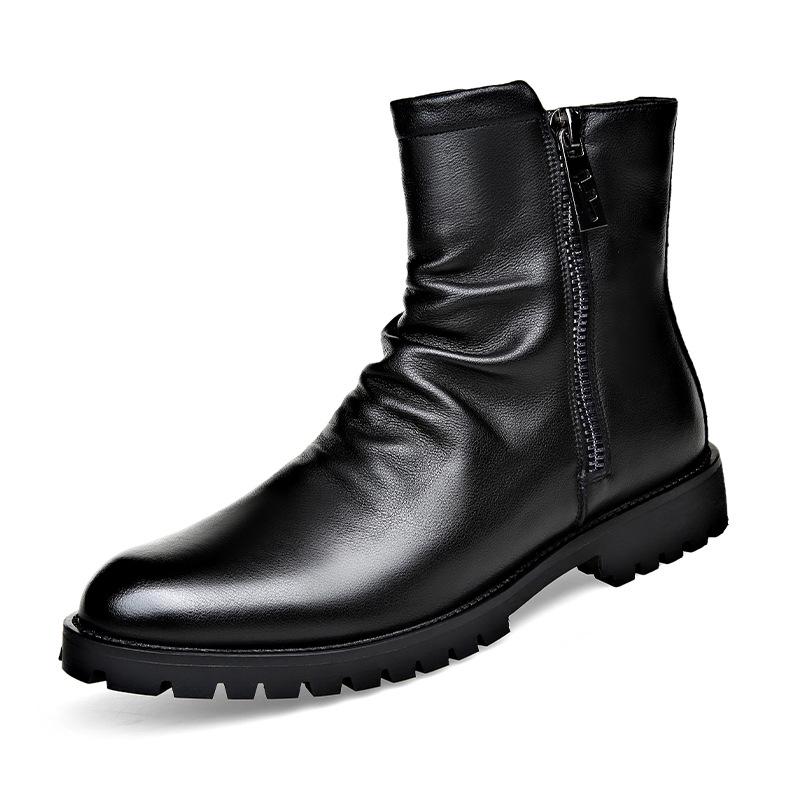 Men's 2026 Autumn/Winter Martin Boots: British Style Leather High-Top Zipper Chelsea Boots
