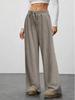 Women's Vertical Ribbed Drawstring High-Waisted Pants, Loose Fit with Pockets - Comfortable Year-Round Wear