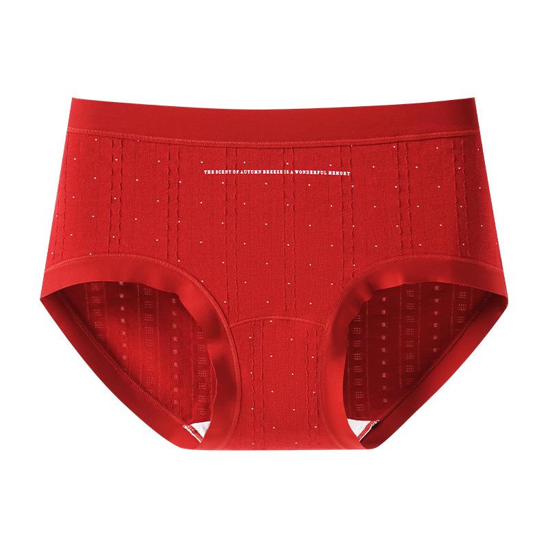 Lady Spring and Autumn New Year Wedding Red Breathable Antibacterial Cotton Crotch Waist Triangle Briefs
