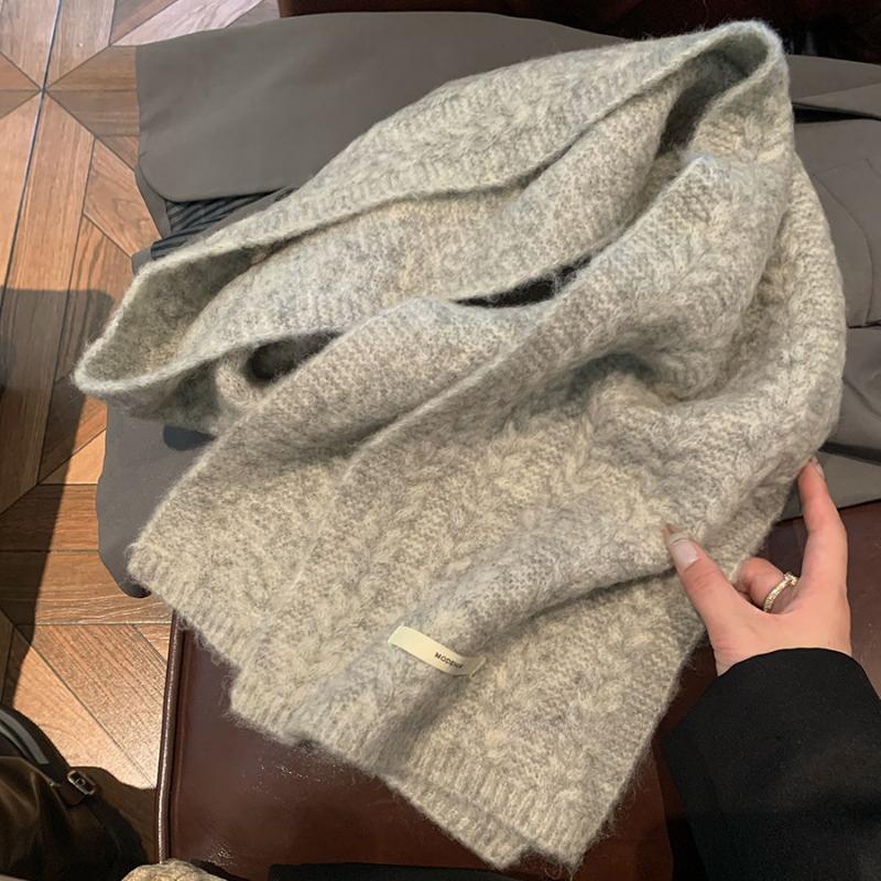

Vintage Knit Scarf Women s Autumn Winter Korean Style Versatile Warm Thickened Student Neck Scarf Couple s Model One Size світло-сірий колір
