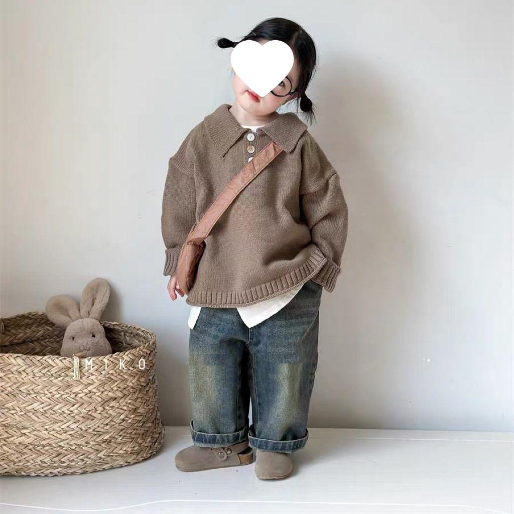 2025 Spring & Autumn Kids' Wide-Leg Pants: Stylish American & Korean Jeans for Boys & Girls