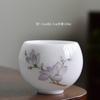 120 ml Teetasse aus Eissamen-Schafsfett-Jade-Porzellan, handbemalte Blumen-Meistertasse, Zen-Meditations-Presstasse, Chazhan-Kung-Fu-Teeservice