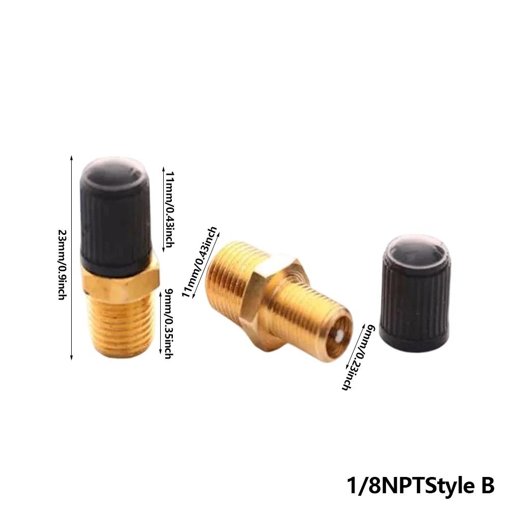 1/4 1/8 NPT Brass Air Compressor Fill Valve Automobile Tire Valve Core Inflator Connector With Black Plastic Cap For Tanks