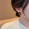 Elegant French Maillard Resin Square Stud Earrings - Light Luxury, Simple & Versatile Ear Accessories