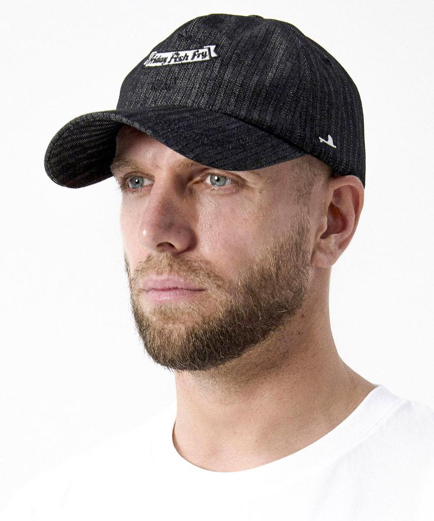 Akau Oversized Denim Herringbone 5-Panel Ball Cap (Charcoal)