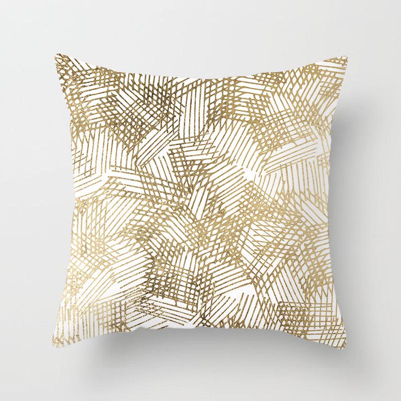 European Style Golden Geometric Print Car Pillow Cover Sofa Cushion Cover Home Furnishings