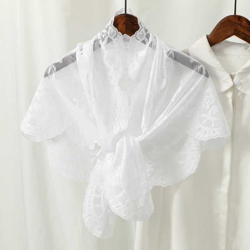 Floral Lace Edge Scarf Comfortable Head Cover Strong Polyester Material For Spiritual Moment Or Travel