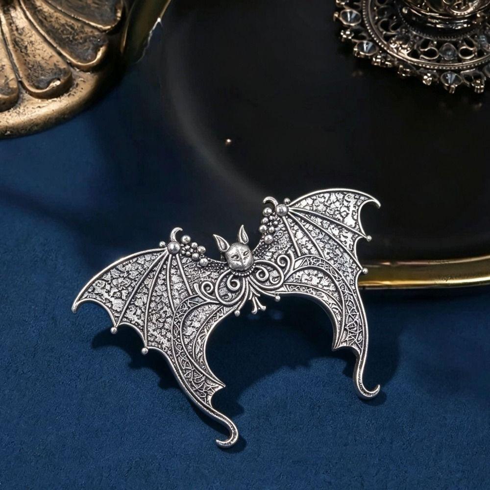 With Strong Grip Vintage Silvery Bat Hair Clip Antiqued Halloween Cosplay Hair Clip  Hair Styling